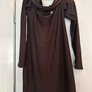 Elegant Brown Long Sleeve Dress